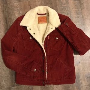 Women’s XS Levi’s corduroy jacket- red/ burgundy